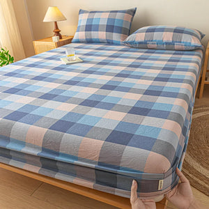 100% Cotton Fitted Sheet Stripe Style Bed Cover Skin-friendly Mattress Cover sabanas Adults Kids Bed Sheets (No Pillowcase)