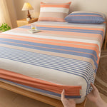 100% Cotton Fitted Sheet Stripe Style Bed Cover Skin-friendly Mattress Cover sabanas Adults Kids Bed Sheets (No Pillowcase)