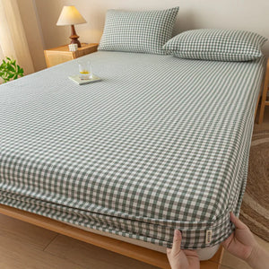 100% Cotton Fitted Sheet Stripe Style Bed Cover Skin-friendly Mattress Cover sabanas Adults Kids Bed Sheets (No Pillowcase)